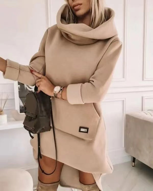 Long Sleeve Hood Pocket Long Sleeve Long Loose-fitting Casual Pullover Women