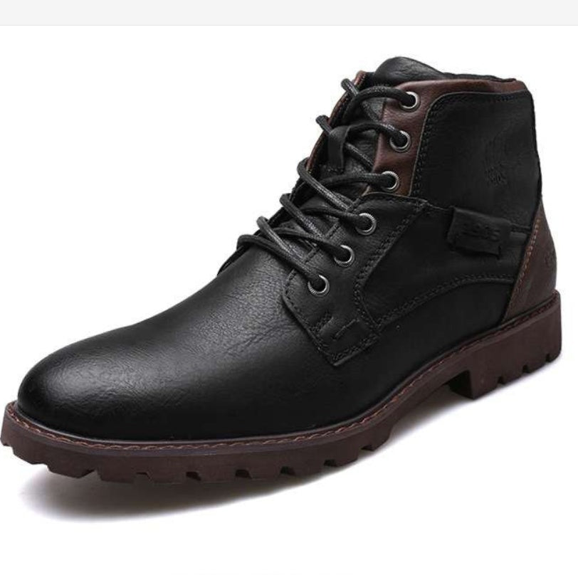 High Waist Leather Shoes And High Top Boots Men And Women