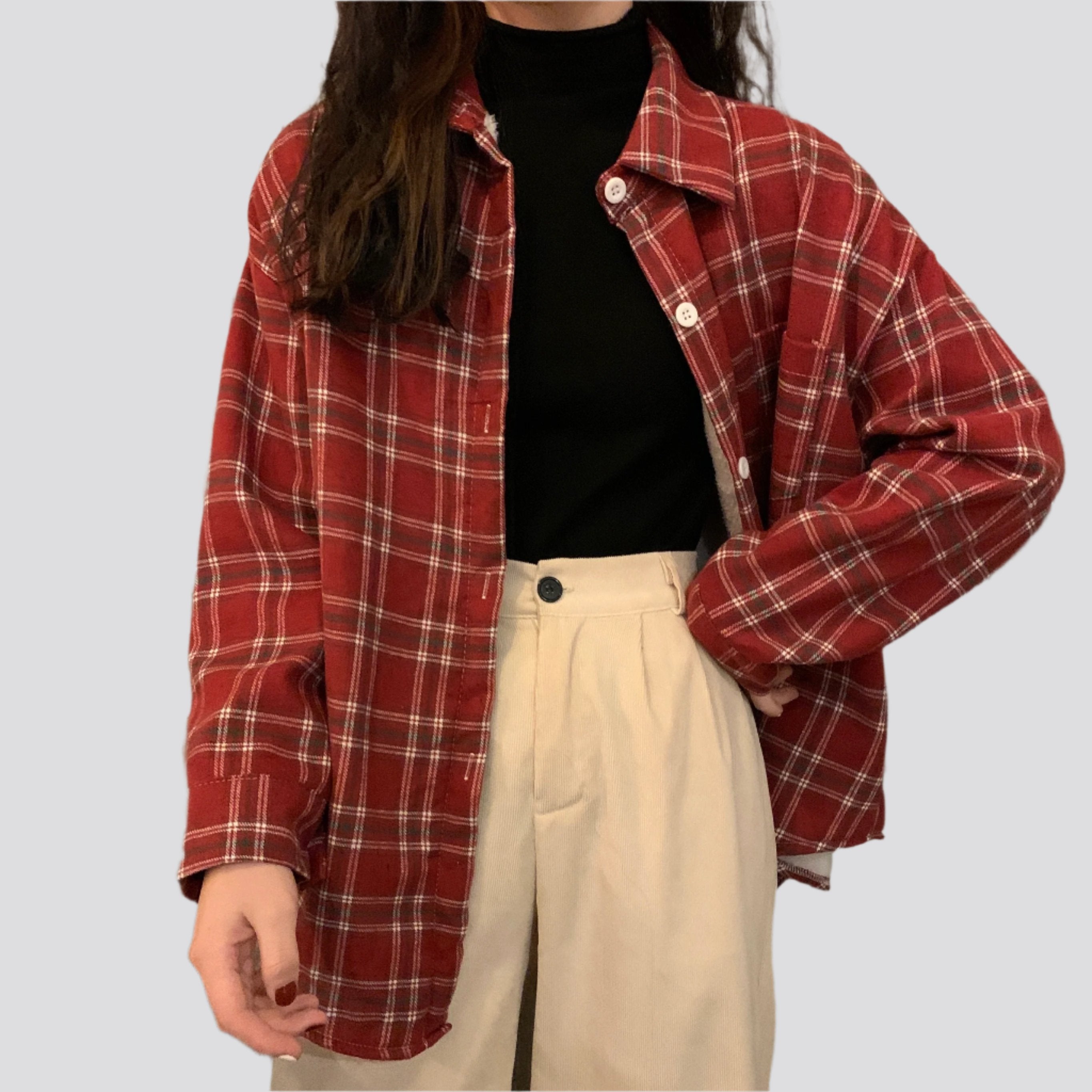 Retro plaid shirt women