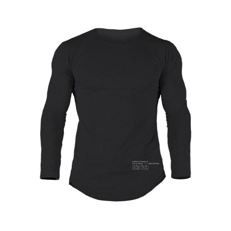 Autumn New Fitness Long Sleeve Men''s Elastic Breathable T-shirt with Pure Colour and Simple Leisure Underwear Training Suit