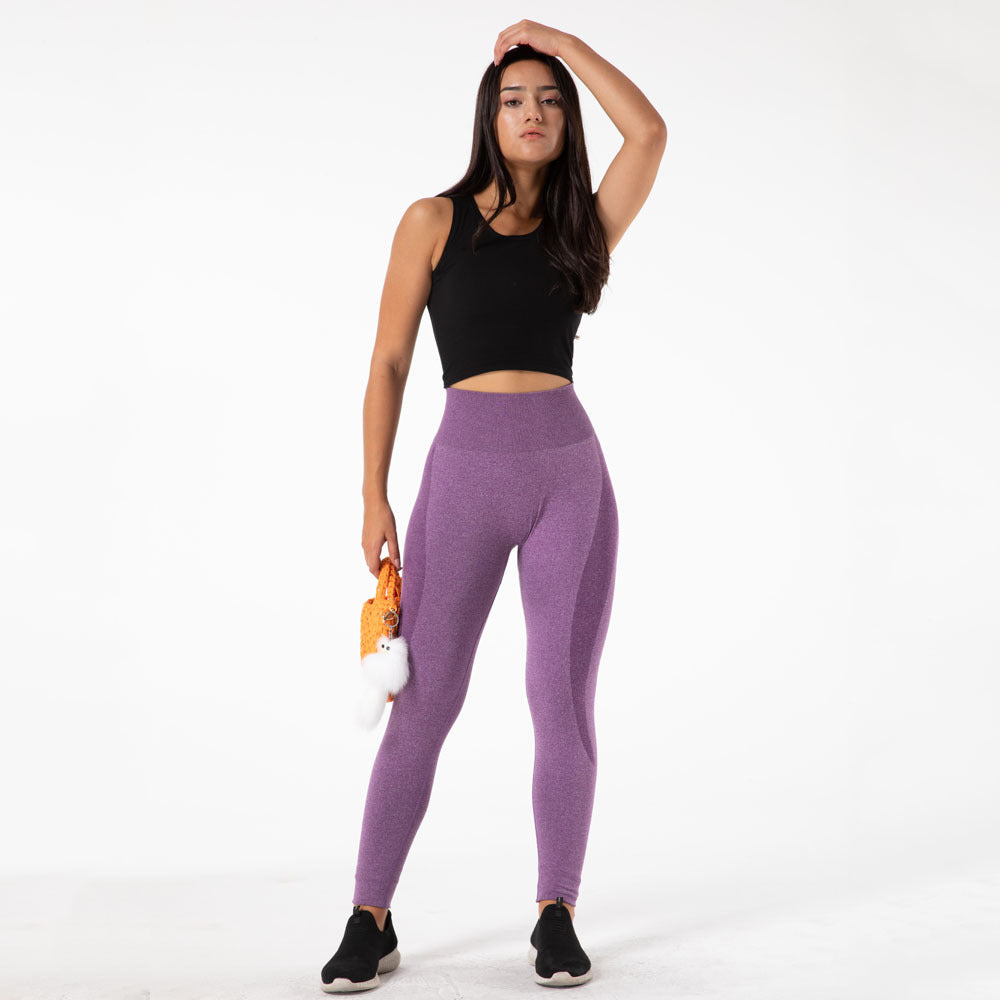 Female Fitness High Waist Seamless Tight Purple Workout Sports Fitness Yoga Pants