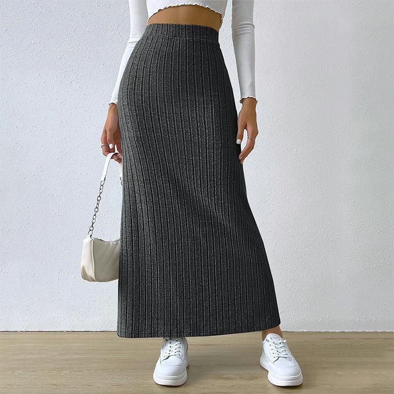 Slit Long Sheath Skirt Women's High Elastic