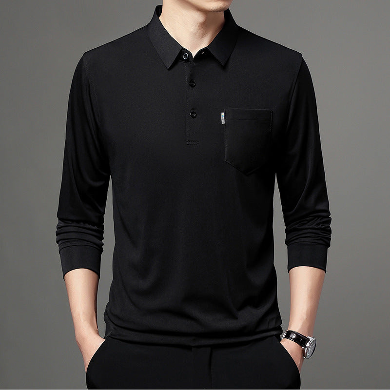 Lapel Real Pocket Long Sleeve Bottoming Shirt Men