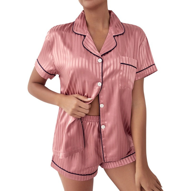 Women's Summer Short Sleeve Silk Pajamas