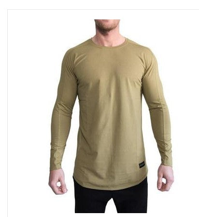 Autumn New Fitness Long Sleeve Men''s Elastic Breathable T-shirt with Pure Colour and Simple Leisure Underwear Training Suit