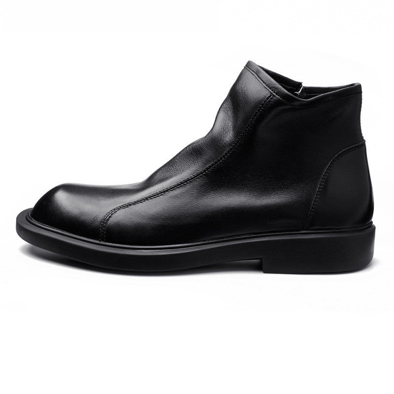 Men Round Head Martin Short Leather Boots