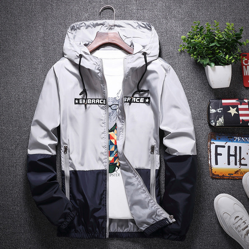 Slim-fit hooded jacket outdoor casual windbreaker