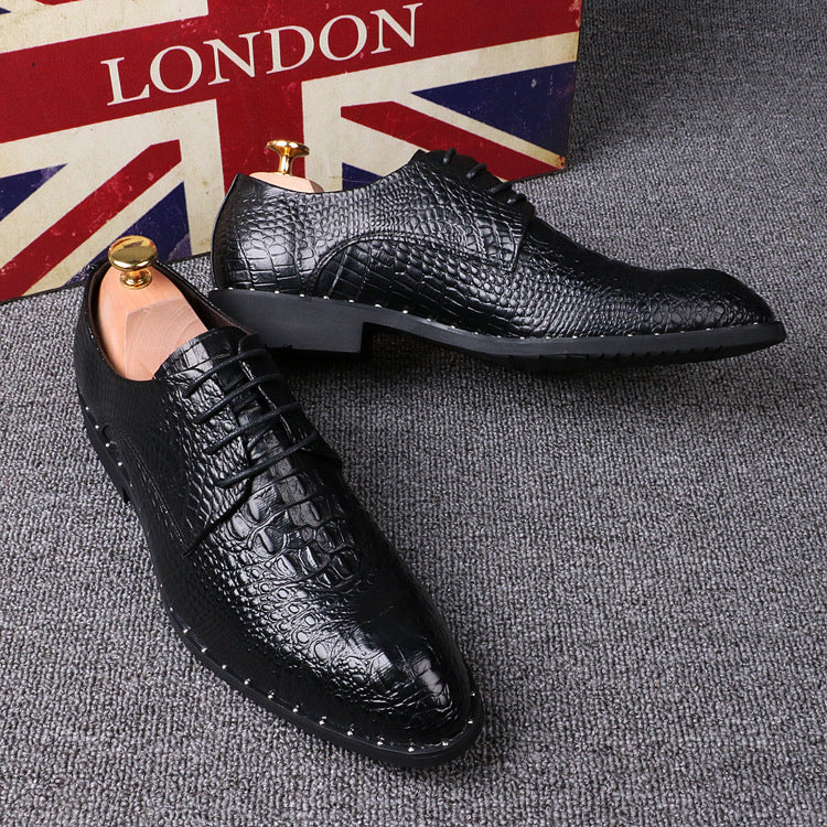 Men's  pattern pointed business dress shoes increased by 6cm