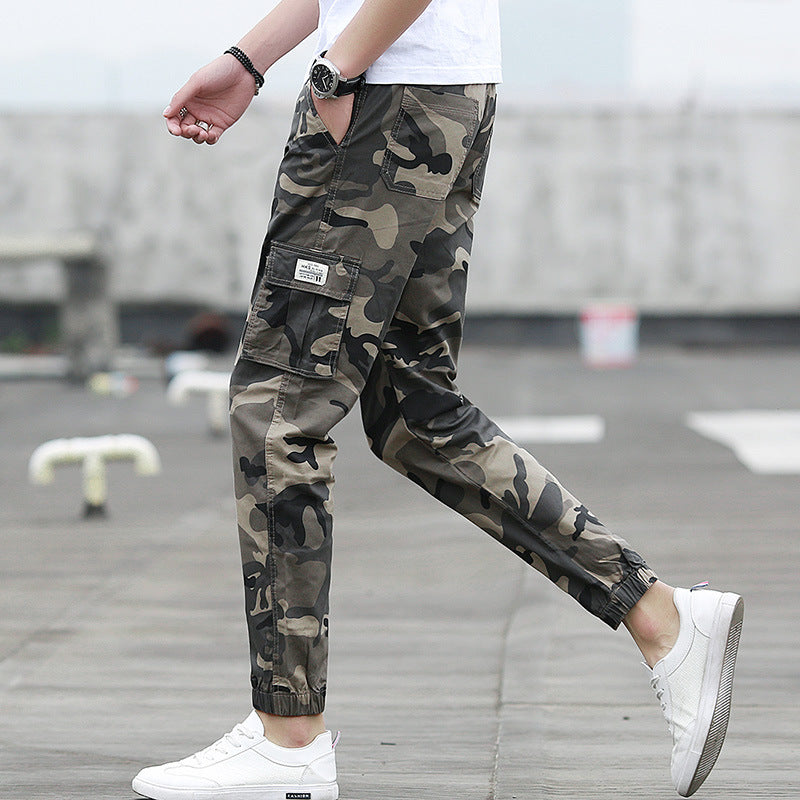 Camouflage tooling multi-pocket pants feet feet pants pants nine pants