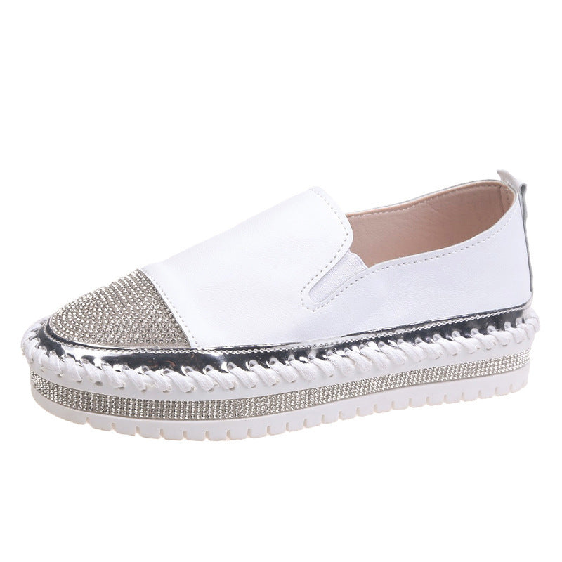 Diamond Flat Loafers For Leisure Heightening