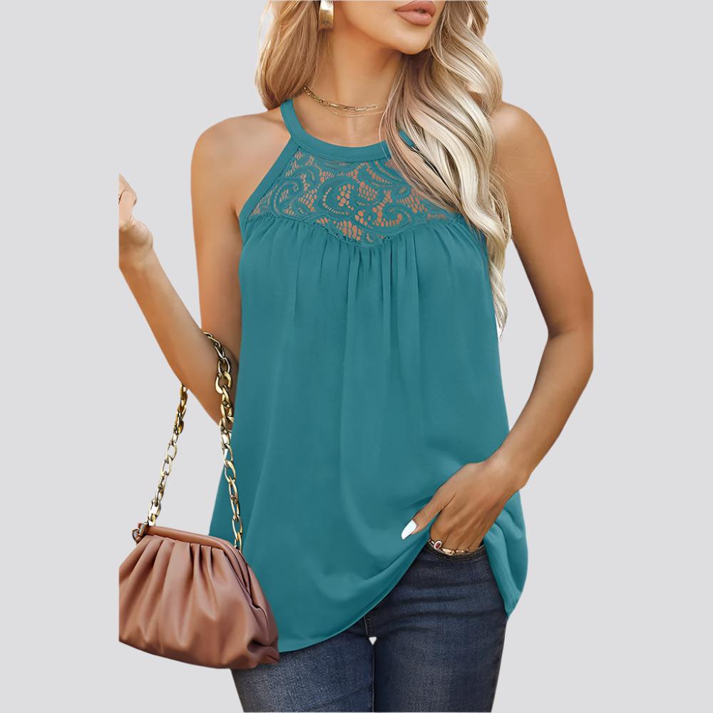 Womens Tank Tops Loose Fit Summer Lace Halter Tops Sleeveless Shirts