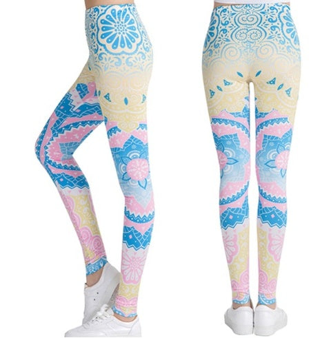 Printed thin pencil feet pants stretch big ladies yoga pants leggings