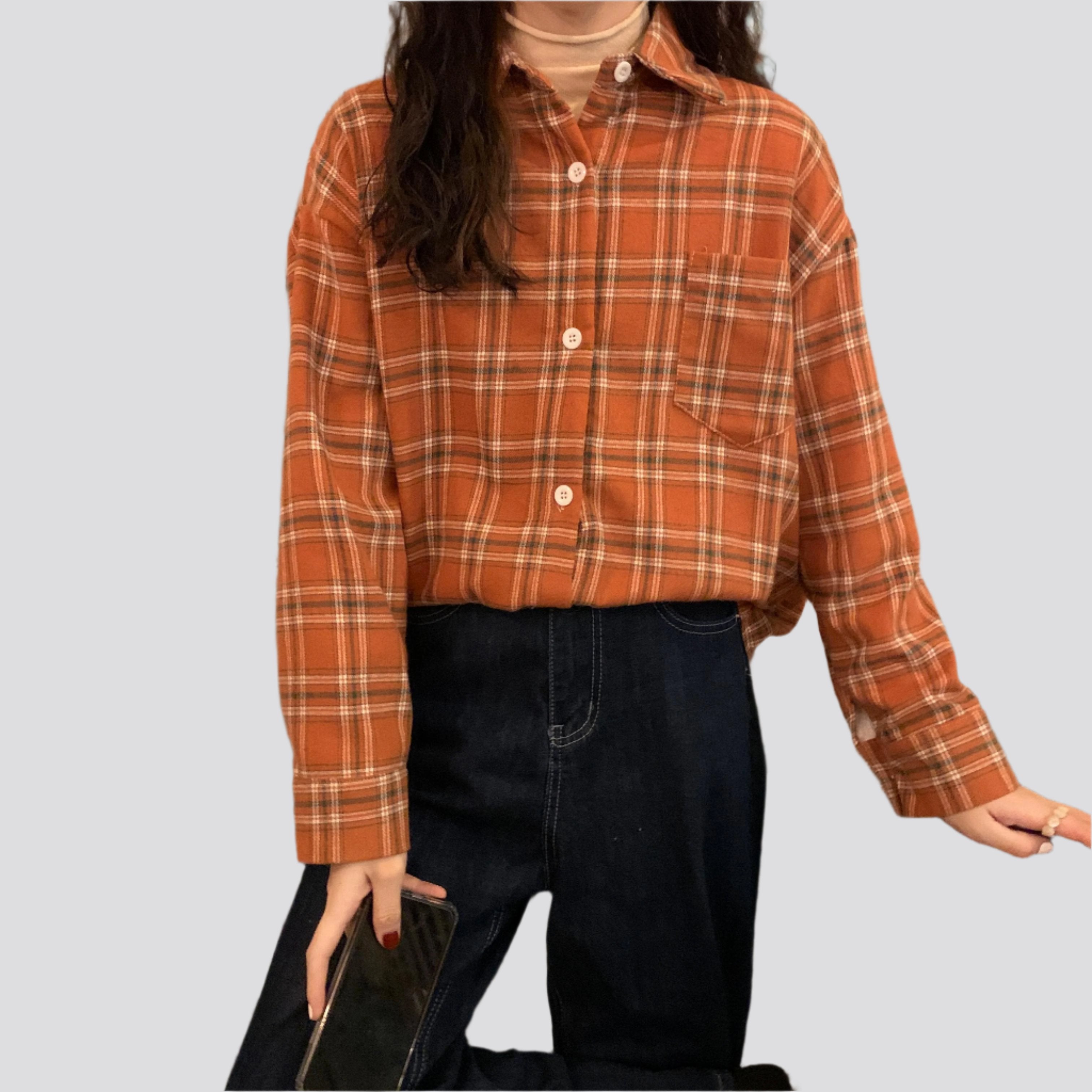 Retro plaid shirt women