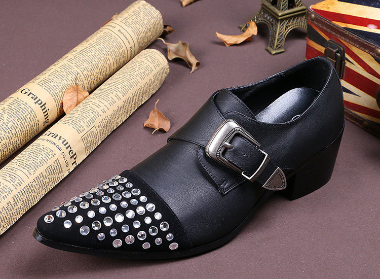 Buckle Rhinestone Low-Top Dress Shoes Men