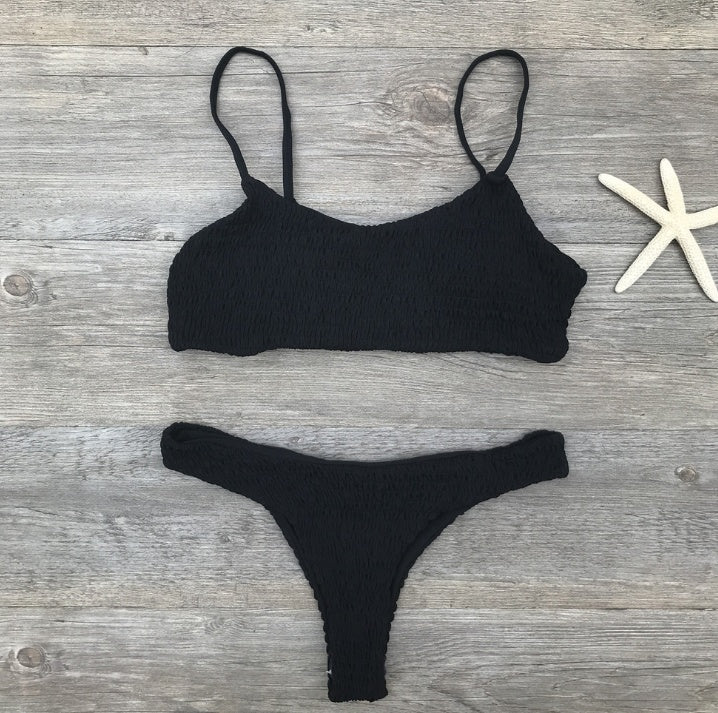 Swimsuit sexy pleated triangle bikini