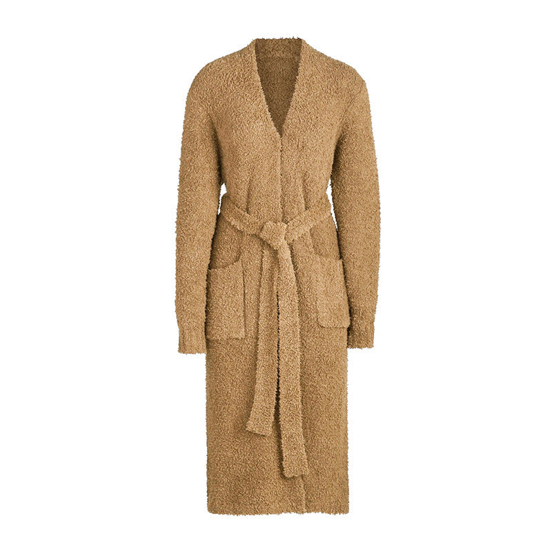 Belted bathrobe home wear