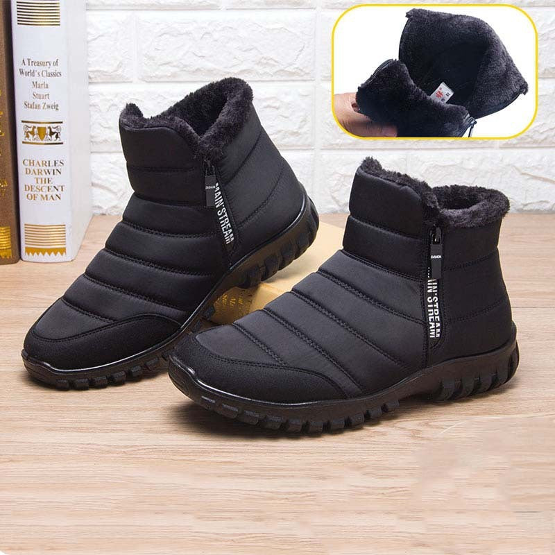 Winter Boots For Men Waterproof Warm Shoes With Plush Zipper Design