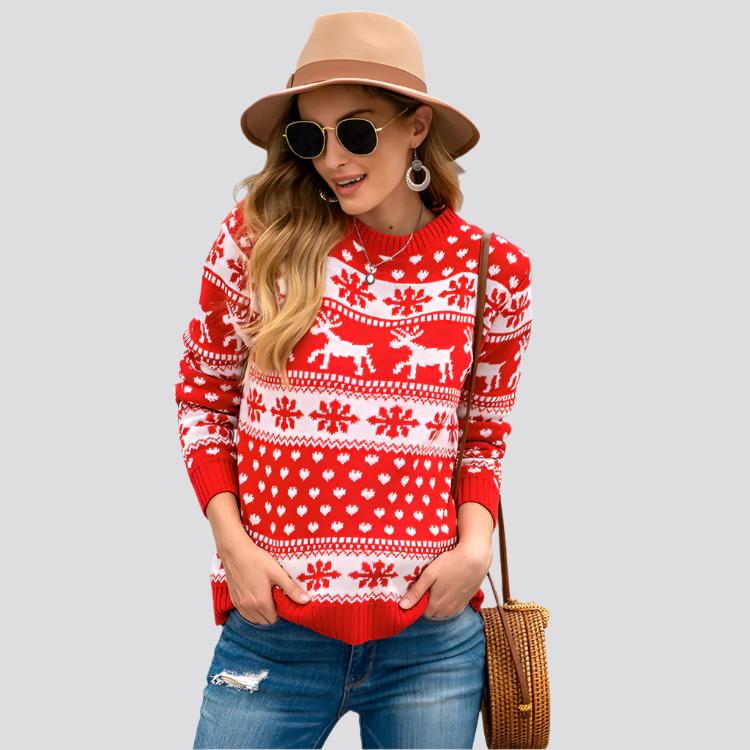 Christmas sweater snowflake pullover women