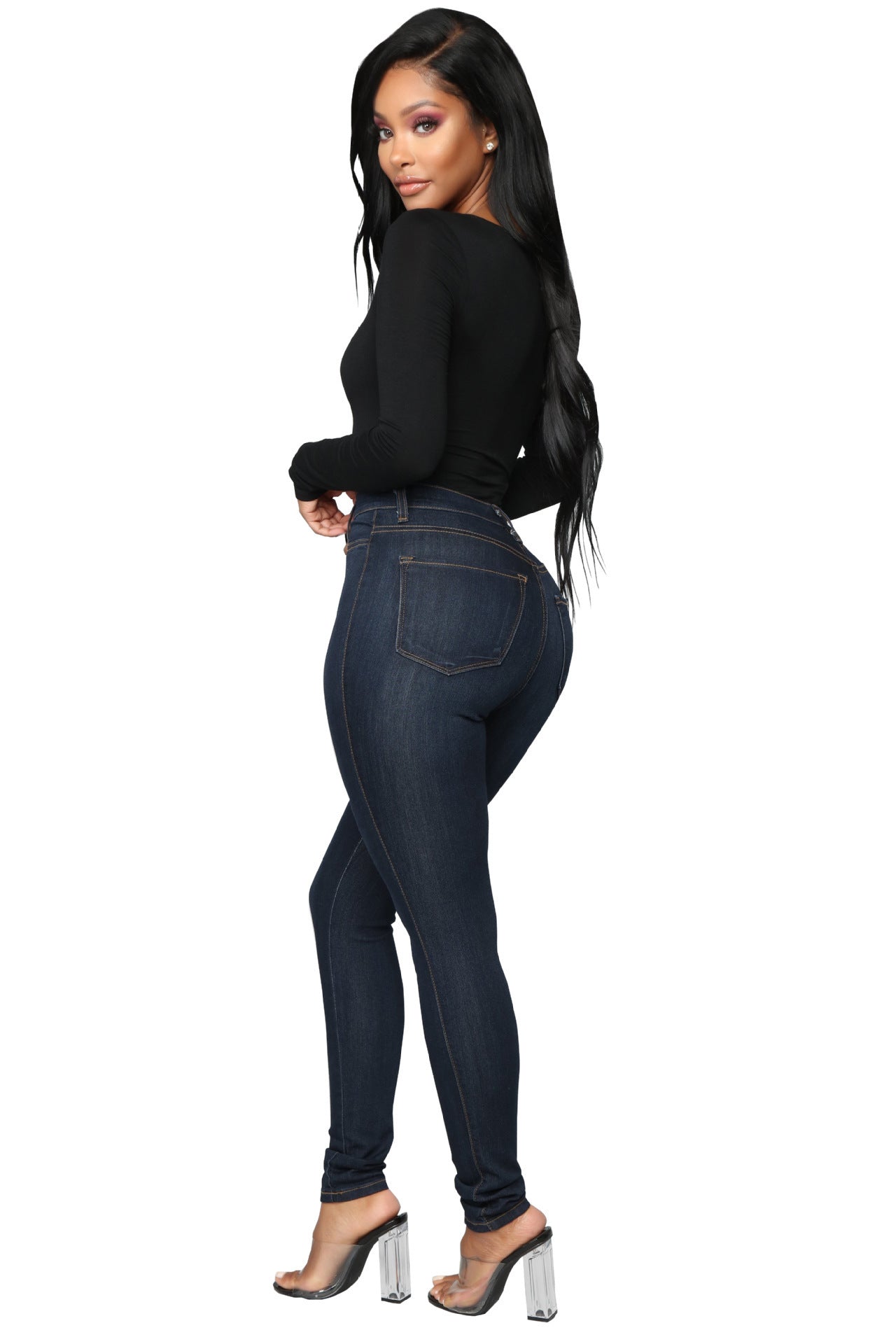 High waist women's jeans