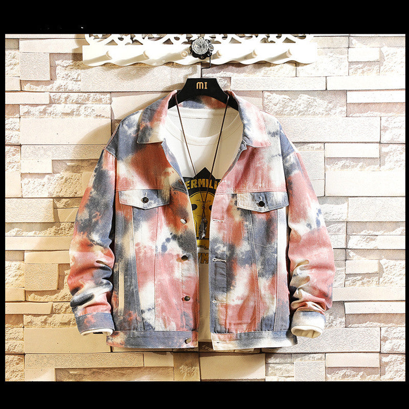 Camouflage color denim jacket men