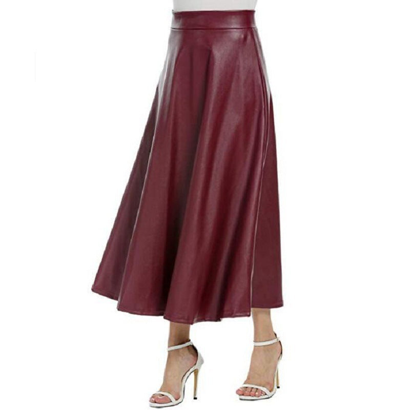 PU Skirt Long Skirt High Waist Skirt