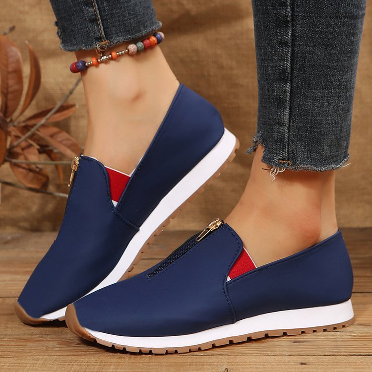 Zip Flats Shoes Comfortable Non Slip Loafers Women