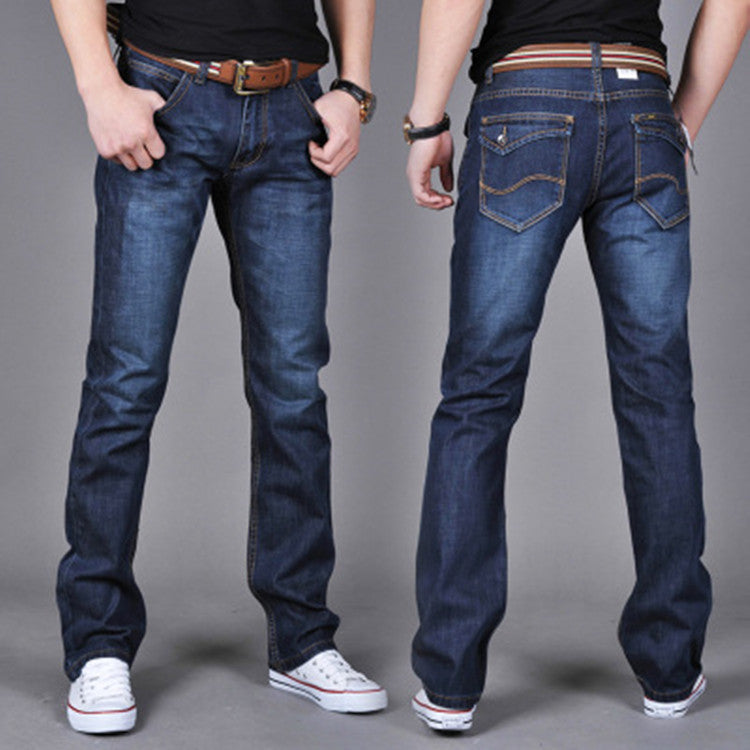 Men's Denim Long Pants Trendy Men's Denim Straight-Leg Pants