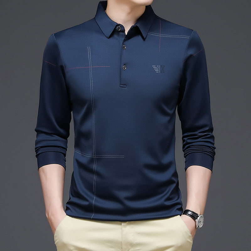 Autumn New Long-sleeved Polo Shirt Men's Business Gentleman Casual Polo Collar Long-sleeved T-shirt Men's Clothing