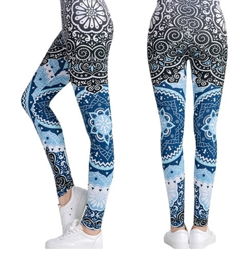 Printed thin pencil feet pants stretch big ladies yoga pants leggings