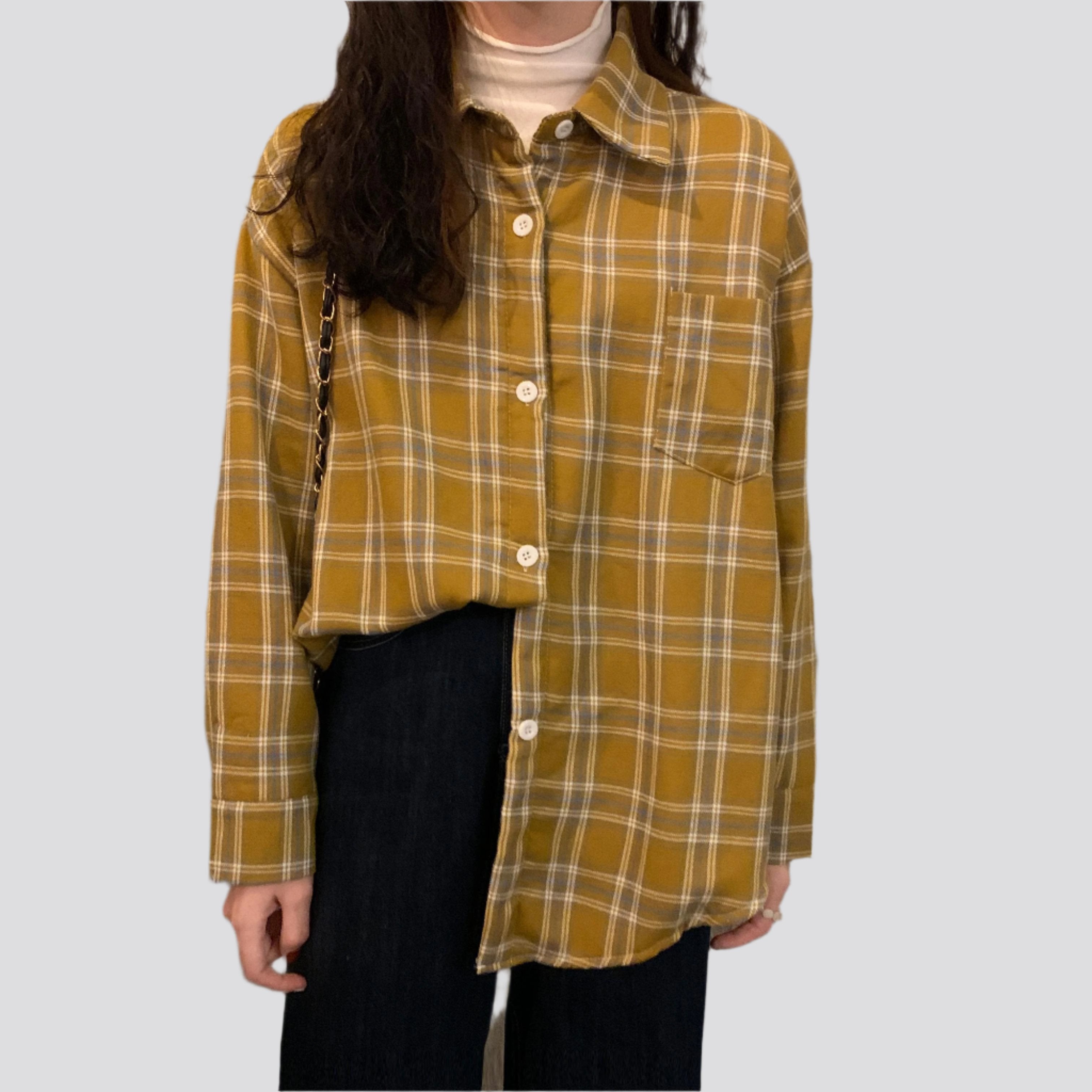 Retro plaid shirt women