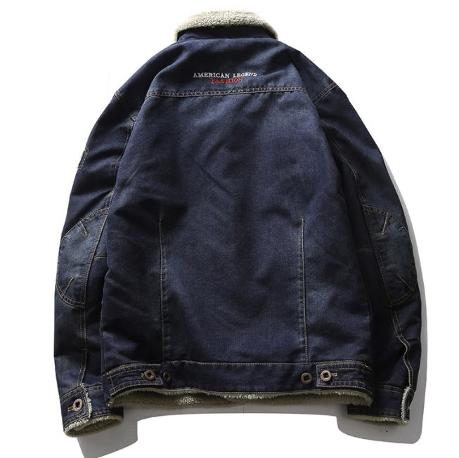 Winter Men's Fleece Casual Denim Jacket