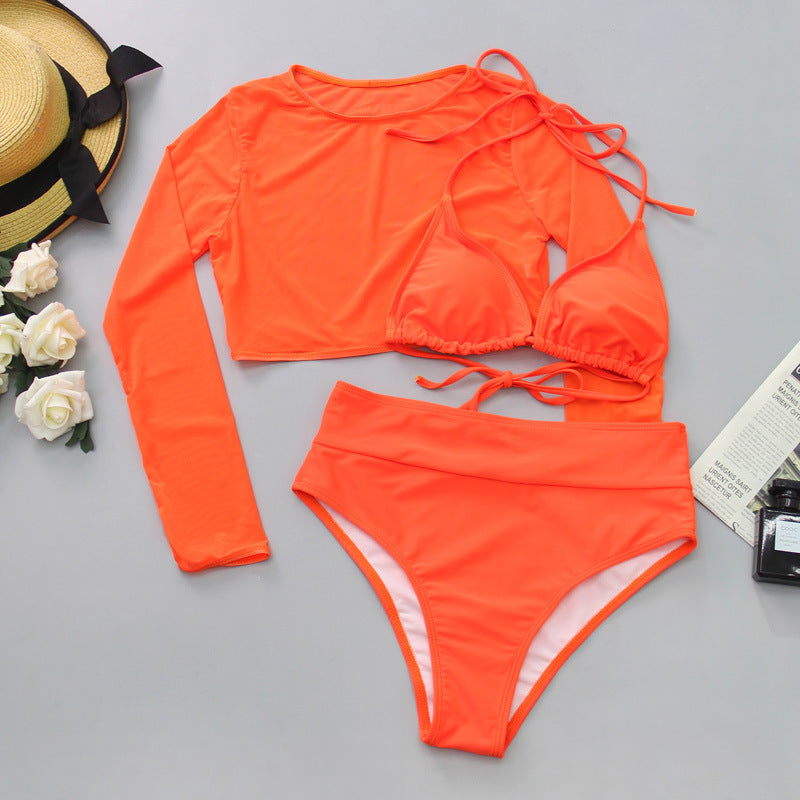 Mesh Three-piece Bikini Split Swimsuit