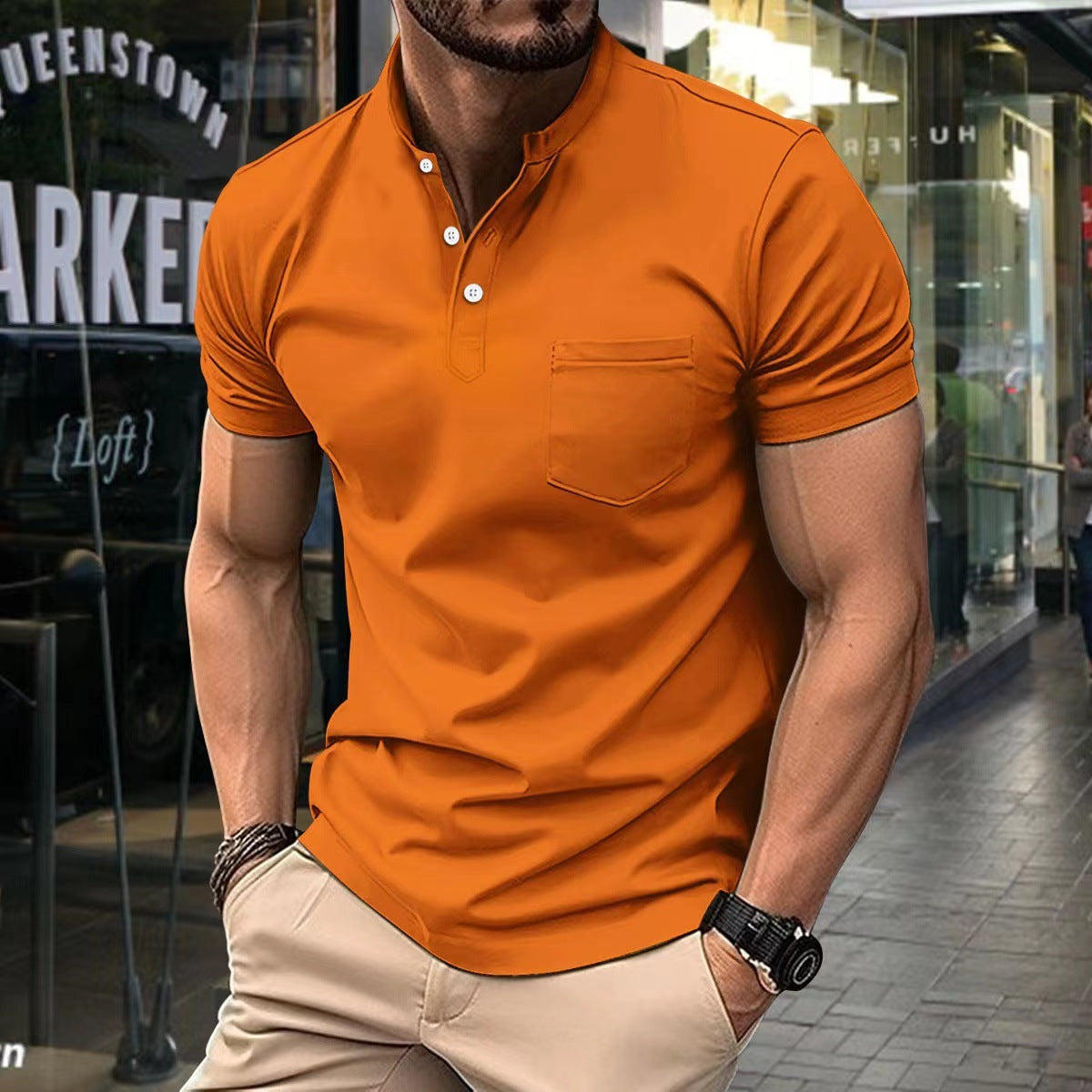 European And American Ins Summer V-neck Polo Shirt Button T-shirt