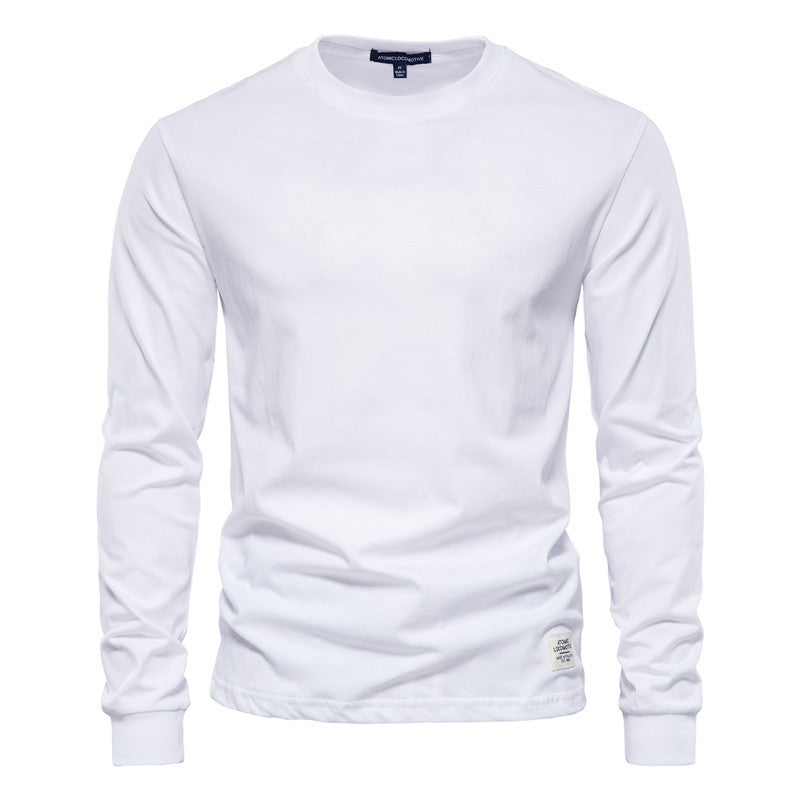 Men's Solid Color Round Neck Long-sleeved Top T-shirt