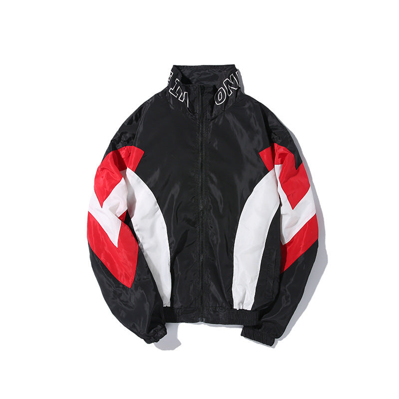 Hip-hop color block street sports windbreaker jacket