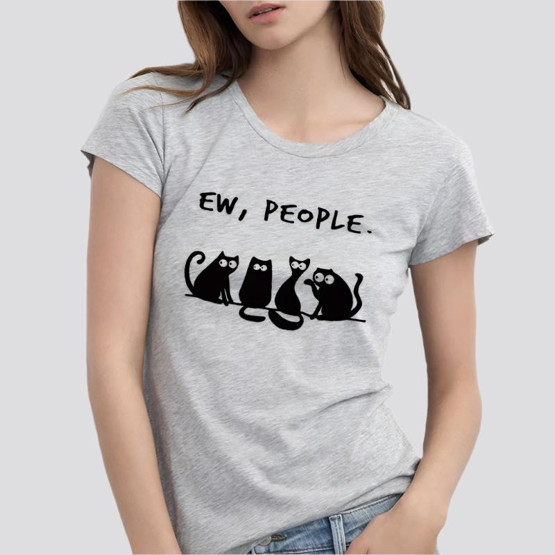 Four cats, European and American letters, street t-shirts for men and women