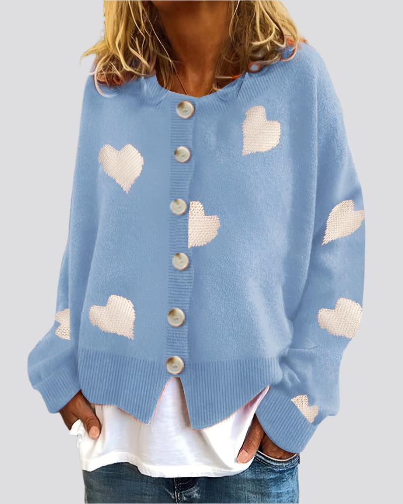 Women's Heart Sweater Single Breasted Cardigan Knitwear Coat Outwear Clothes