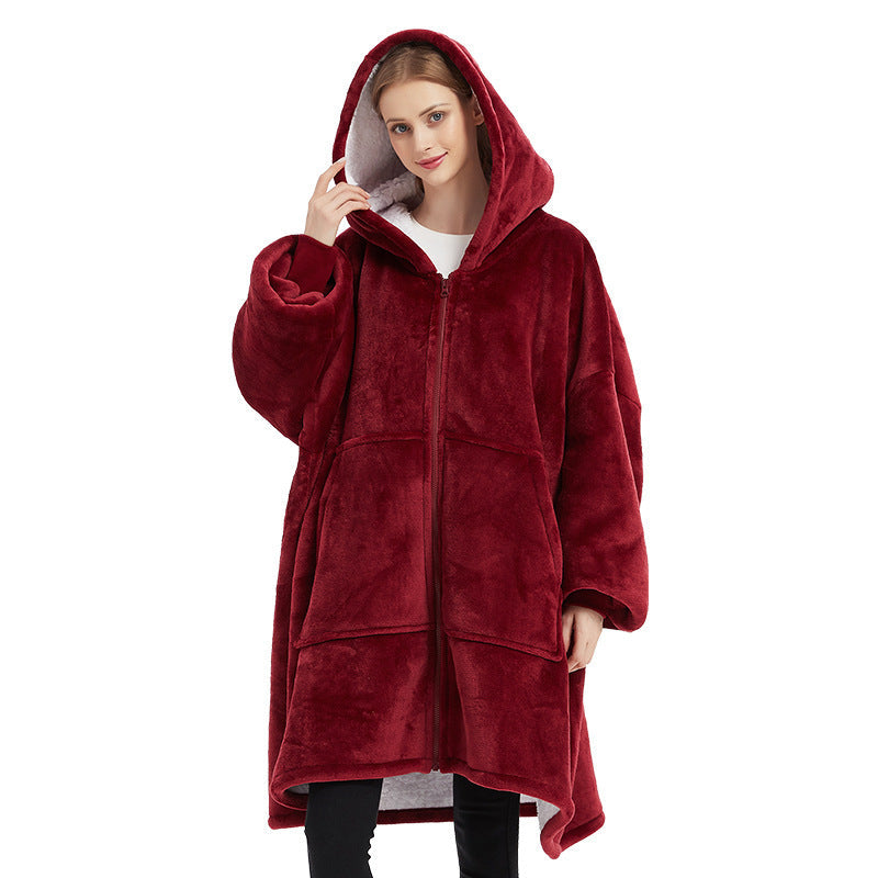 Plus Size Robe Winter Wearable Blanket Sweatshirt Women Men Warm And Cozy Giant Blanket Hoodie Home Clothes