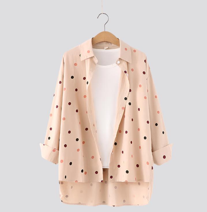 Women Polka Dot Print Blouse Shirts