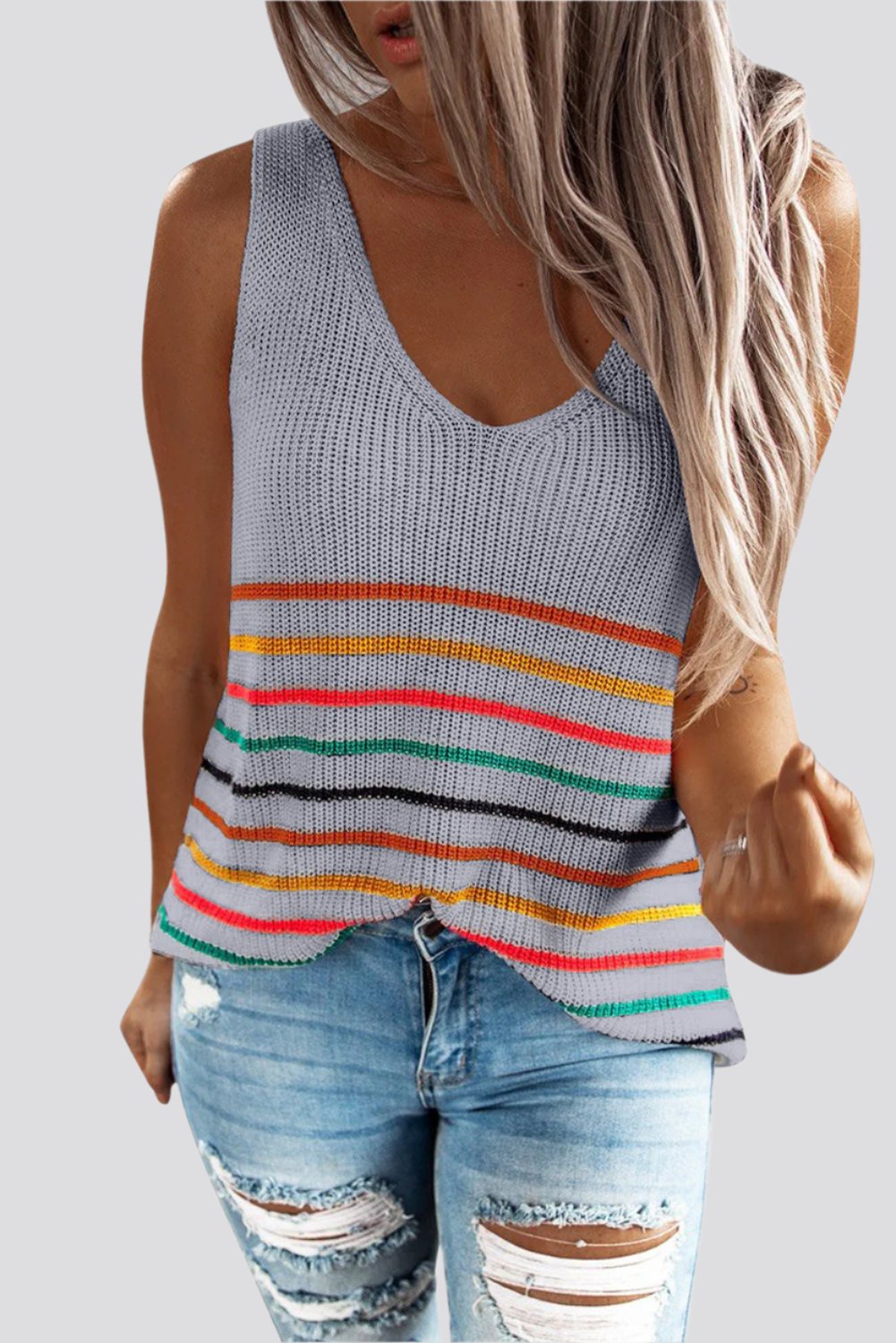 Womens Clothing Summer Colorful Striped Blouse Shirt