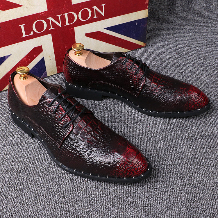 Men's  pattern pointed business dress shoes increased by 6cm