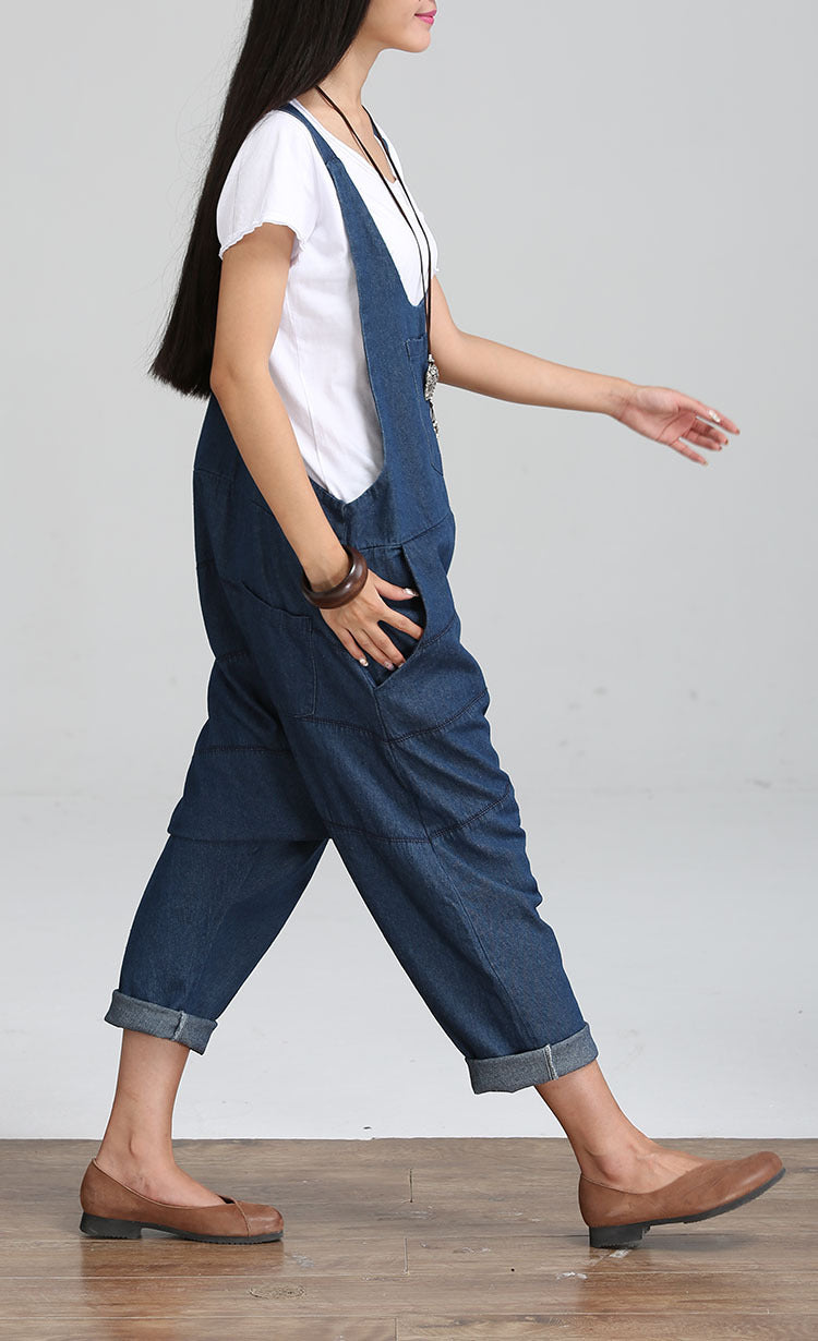 Loose Denim Jumpsuit For Women - Harem Pants For Woman