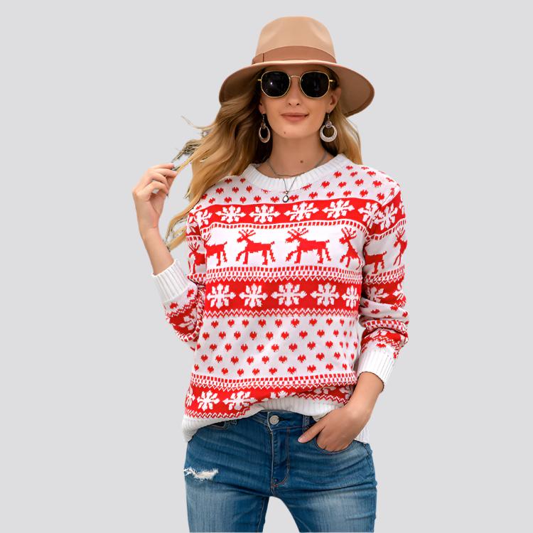 Christmas sweater snowflake pullover women