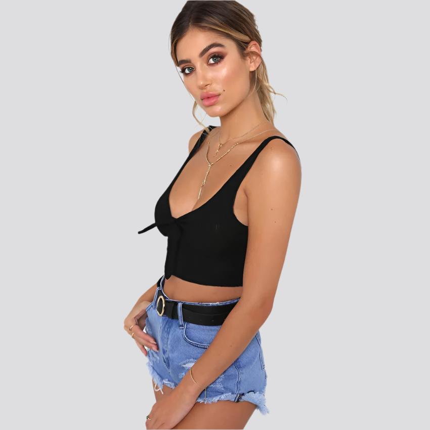 COOL RIBBED BOW CROP TOP