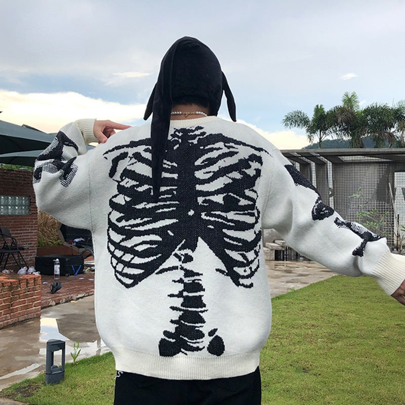 Skull Round Neck Long Sleeve Men And Women Fashion Sweater