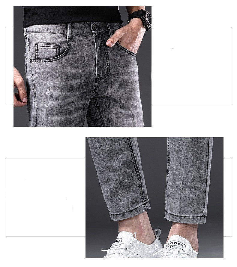 Jeans Men's Summer Thin Fit Straight Sleeve