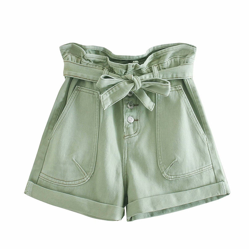 European style high waist casual shorts