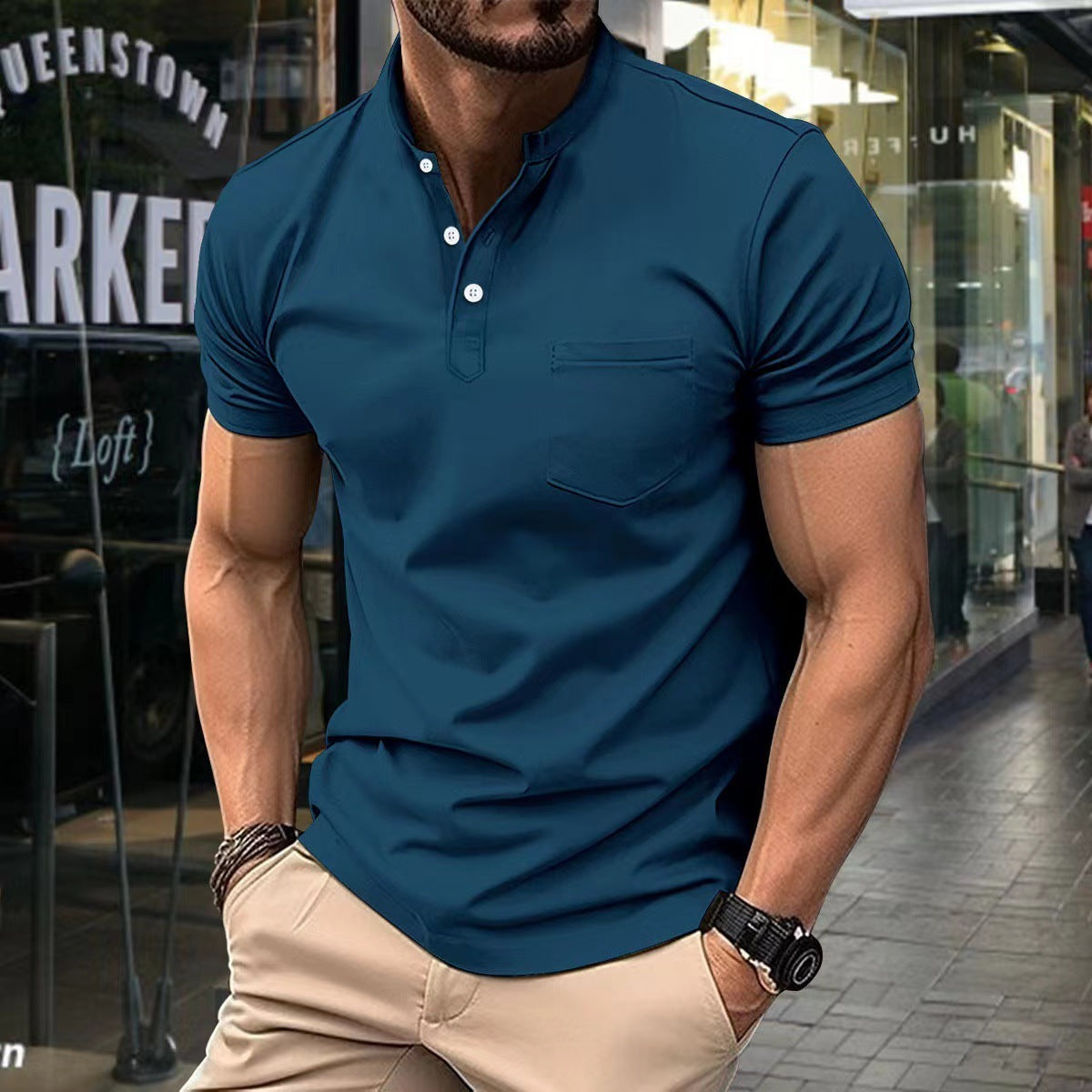 European And American Ins Summer V-neck Polo Shirt Button T-shirt