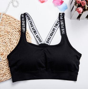 Women's Sports Bra Top Fitness Letters Yoga Bra Cup Advertising Black White Running Yoga Gym Fitness Top Short Female Push Up Sports Bra