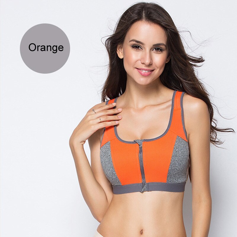 Front zipper sports bra for women